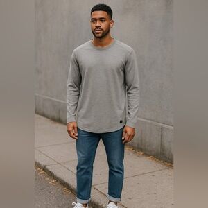 Only & Sons Herluf Curved O-Neck Sweatshirt Gray Heather Long Sleeve NWT Size XL